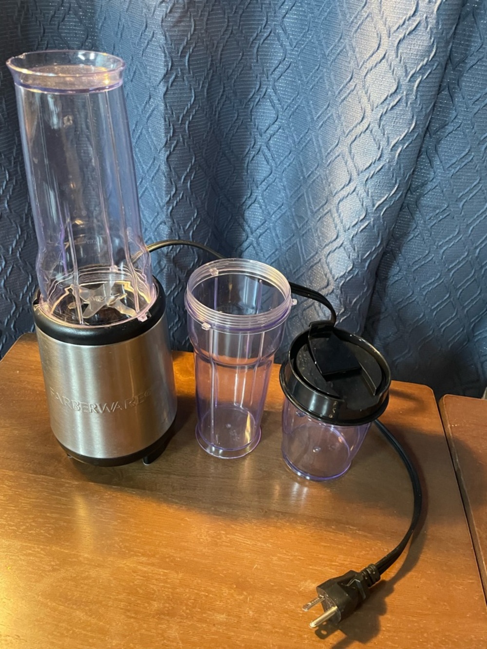 Farberware Stainless Steel Personal Blender with Clear Purple Cups